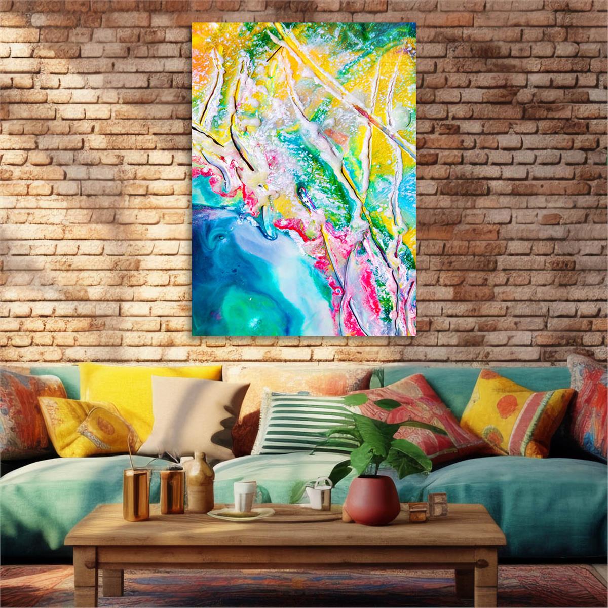 Dikey Sanat Temalı Cam Tablo 405