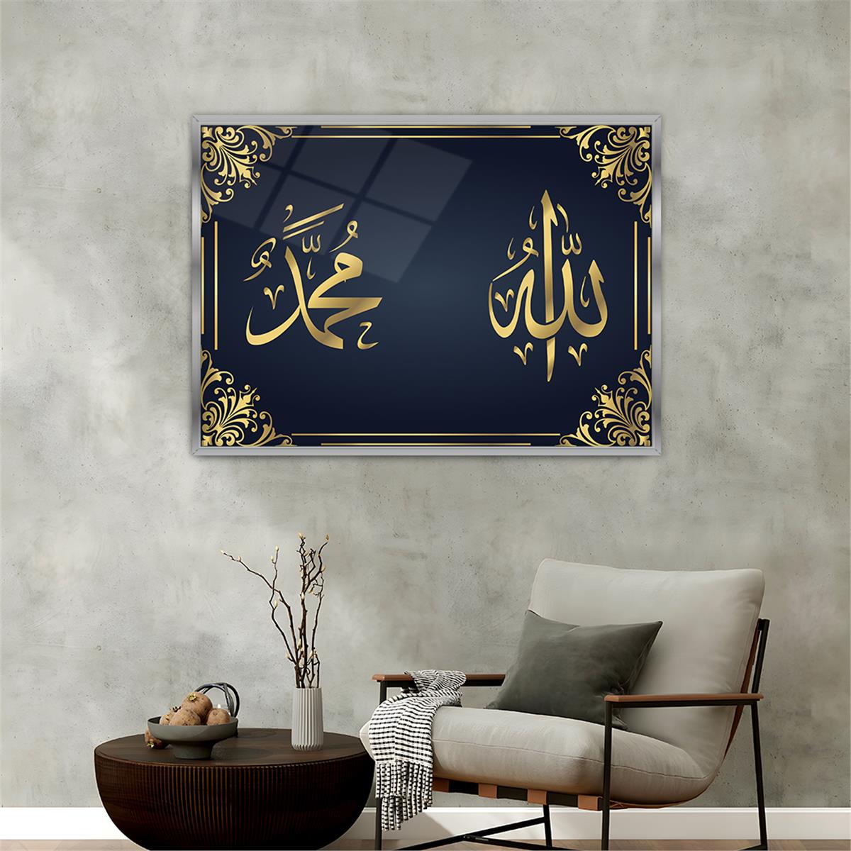 Tableau en verre à thème religieux avec cadre en aluminium  085