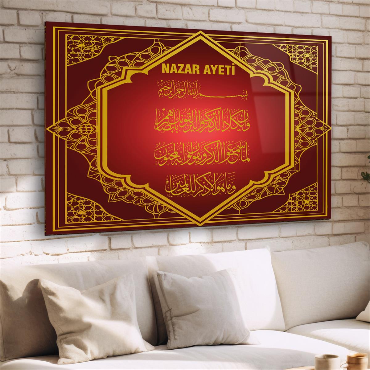 Yatay Dini Temalı Cam Tablo 232