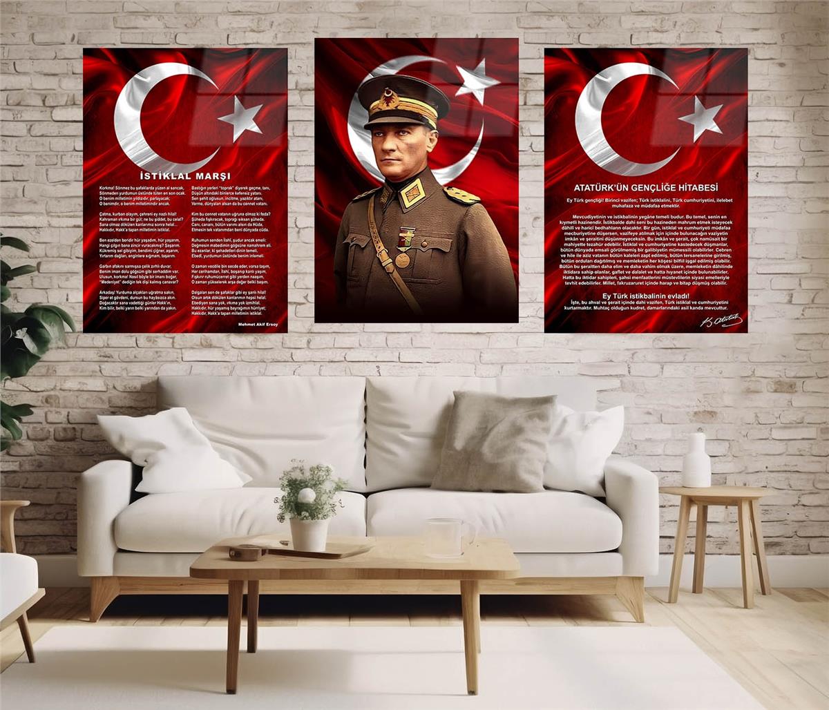  3'lü Set VatanTemalı Cam Tablo 35