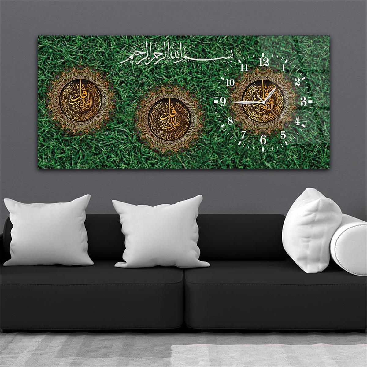 Side-Clock, Religious-Themed Horizontal Glass Wall Painting 060