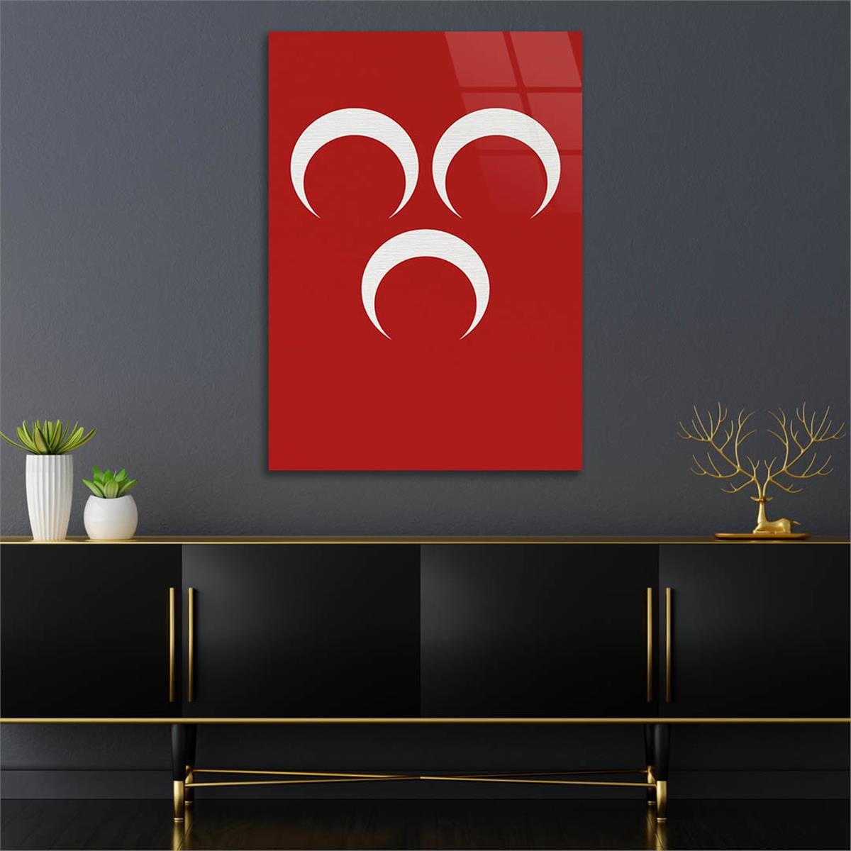 Three Crescent Glass Wall Art