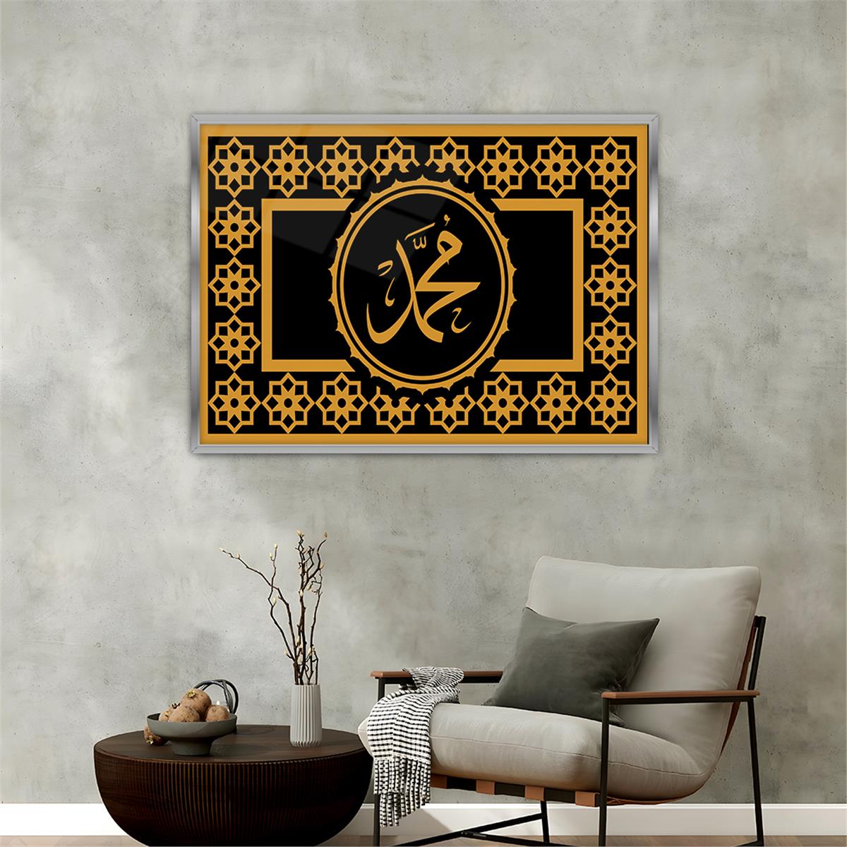 Tableau en verre à thème religieux avec cadre en aluminium  058