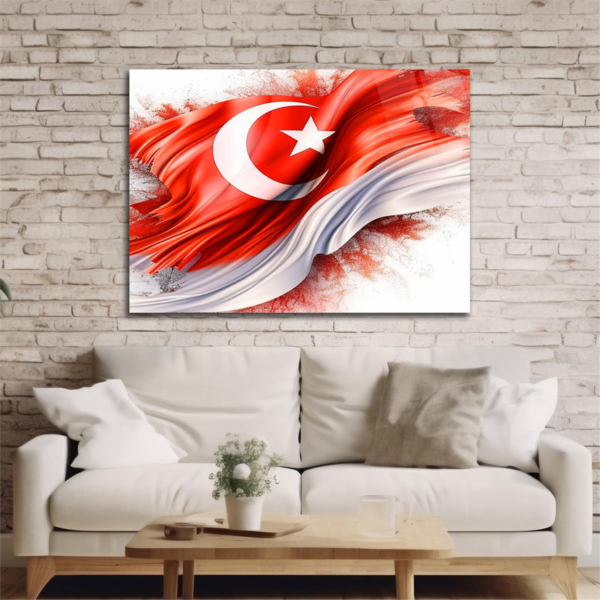 Yatay Vatan Temalı Cam Tablo 155