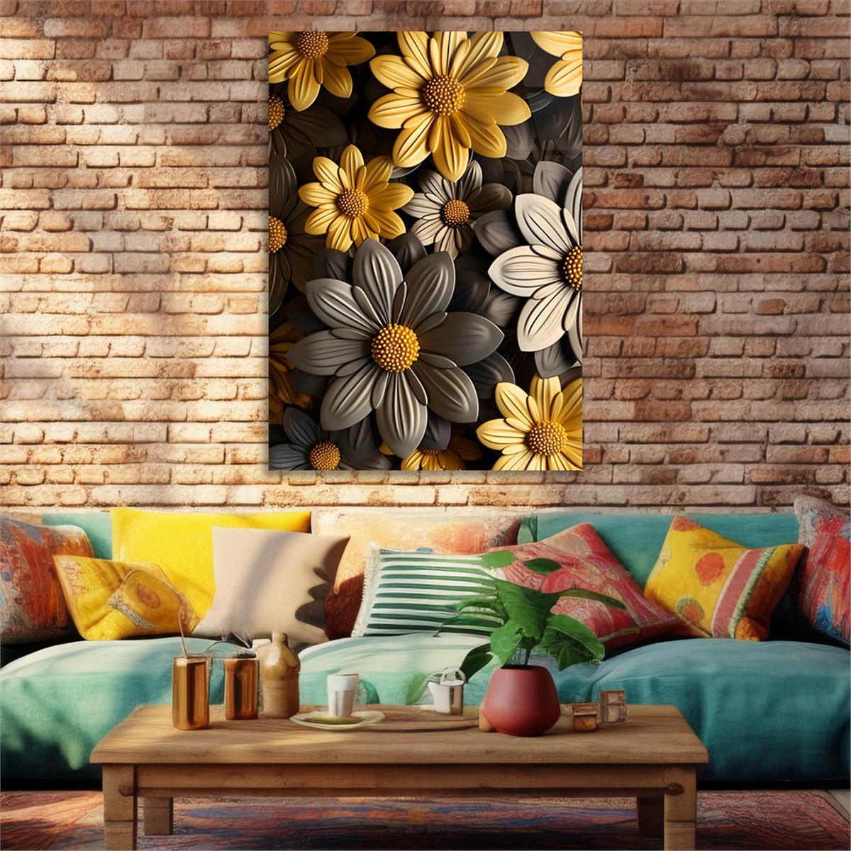 Dikey Sanat Temalı Cam Tablo 354