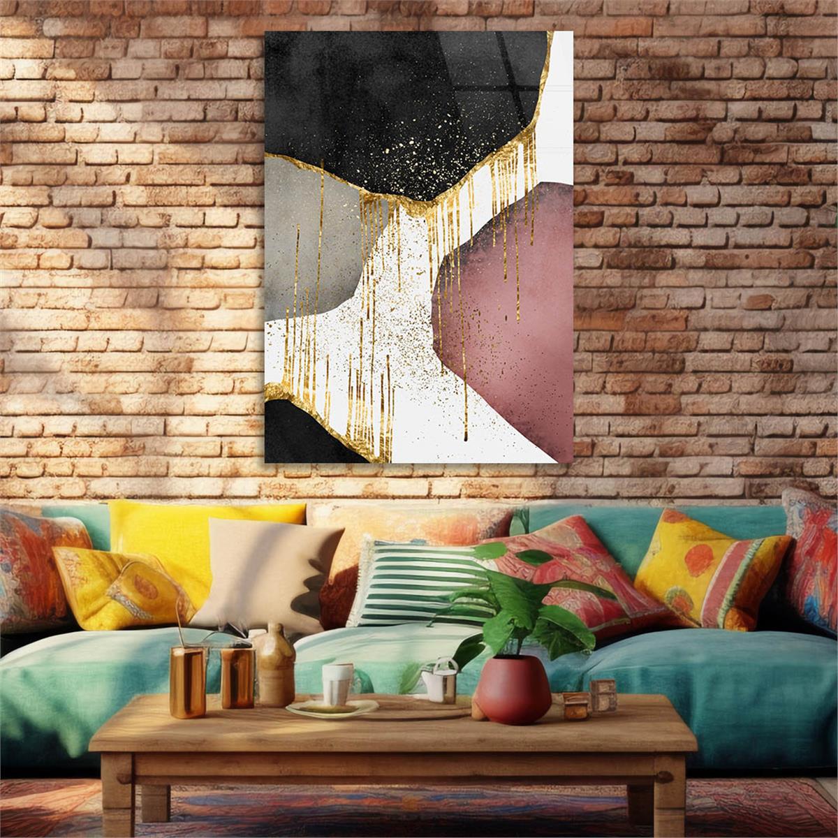 Dikey Sanat Temalı Cam Tablo 301