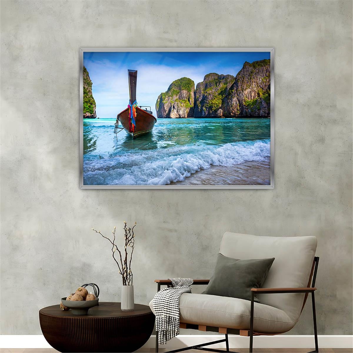 Aluminum-Framed Natured-Themed Tempered Glass Wall Art 035