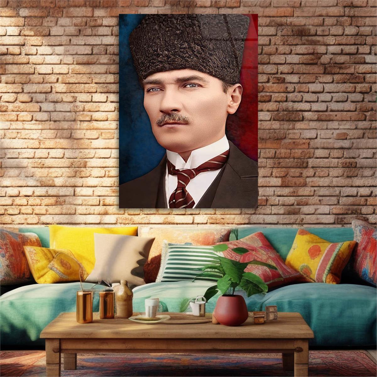 Dikey VatanTemalı Cam Tablo 180