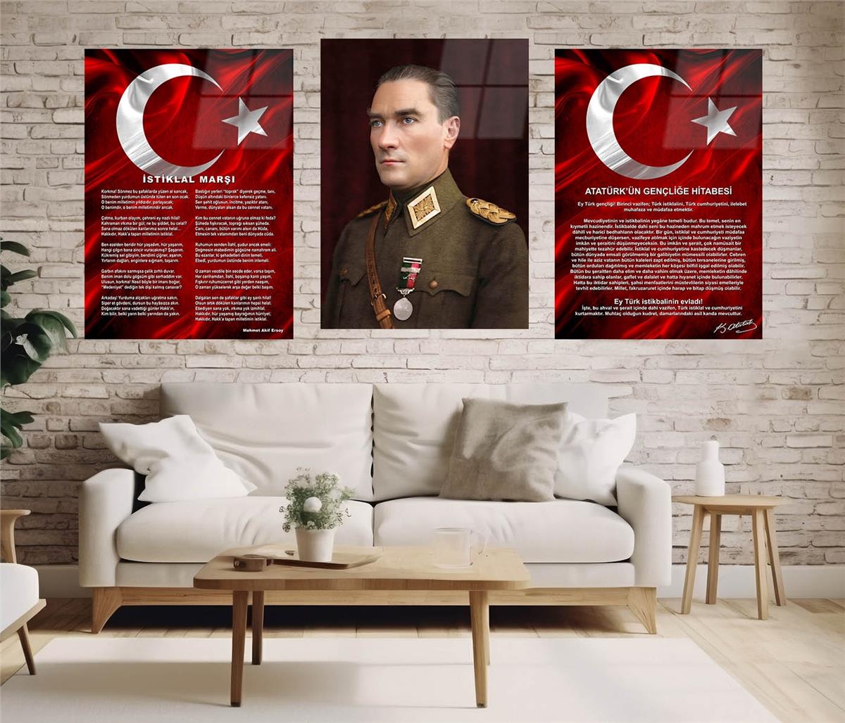  3'lü Set VatanTemalı Cam Tablo 32