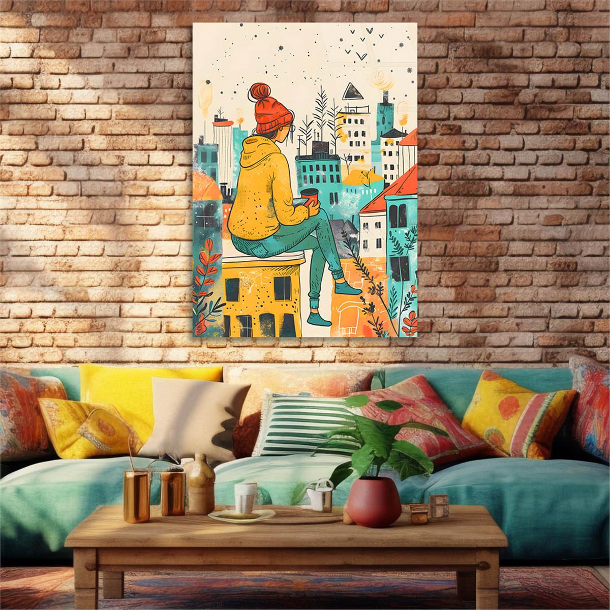 Dikey Sanat Temalı Cam Tablo 359