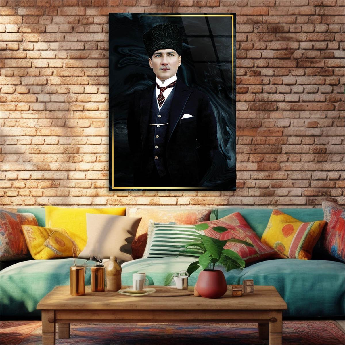 Mustafa Kemal Atatürk Gehard Glasschilderij 