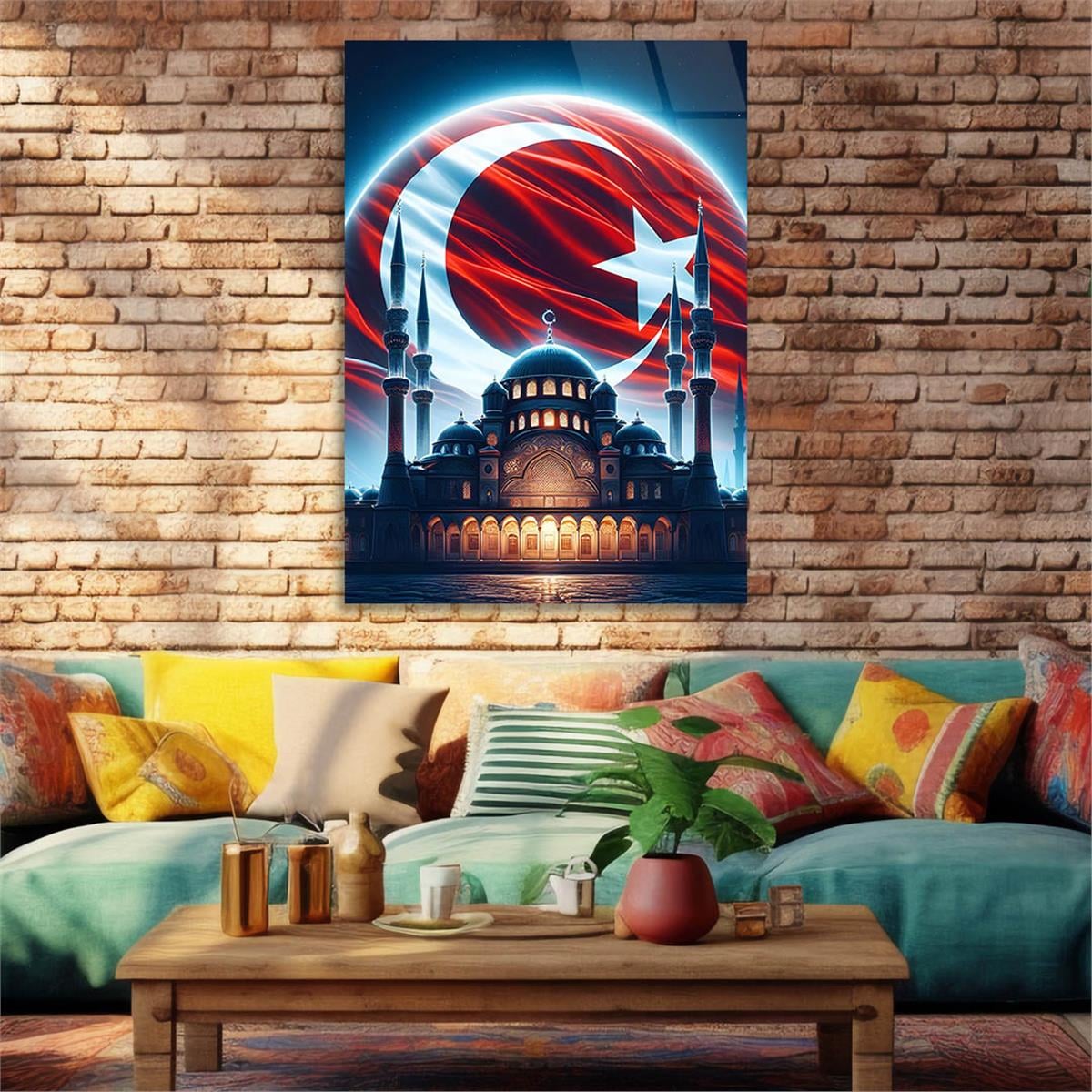 Dikey VatanTemalı Cam Tablo 184