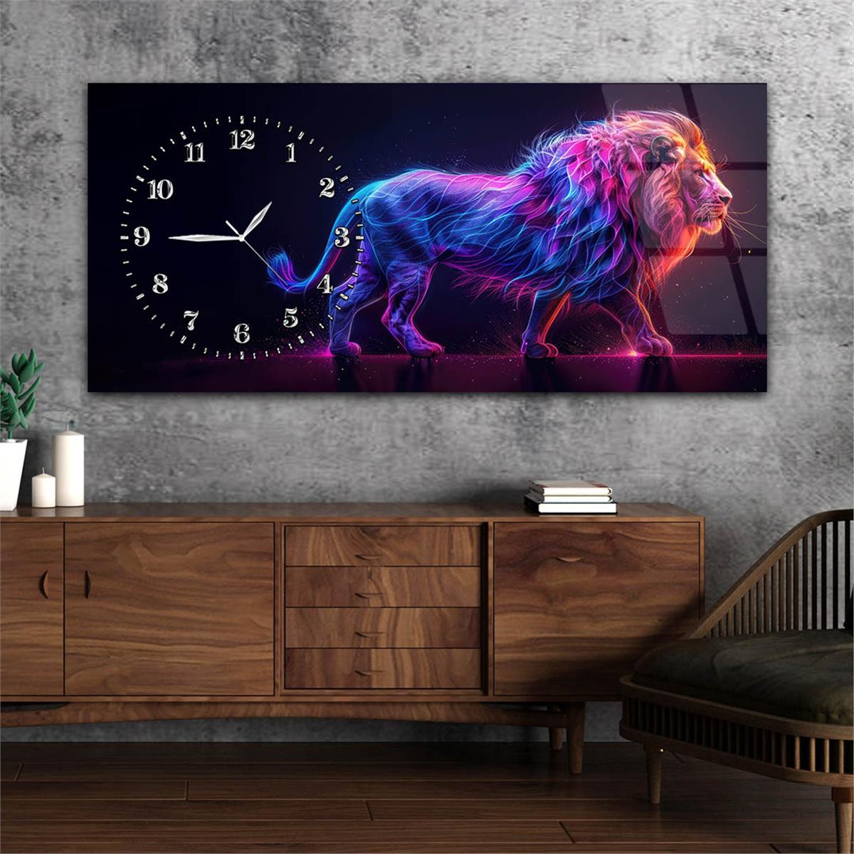 Yatay Saatli Yandan Sanat Temalı Cam Tablo 359