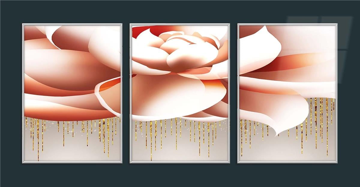 Alüminyum Çerçeveli Sanat Temalı 3'lü Set MDF Tablo 0030