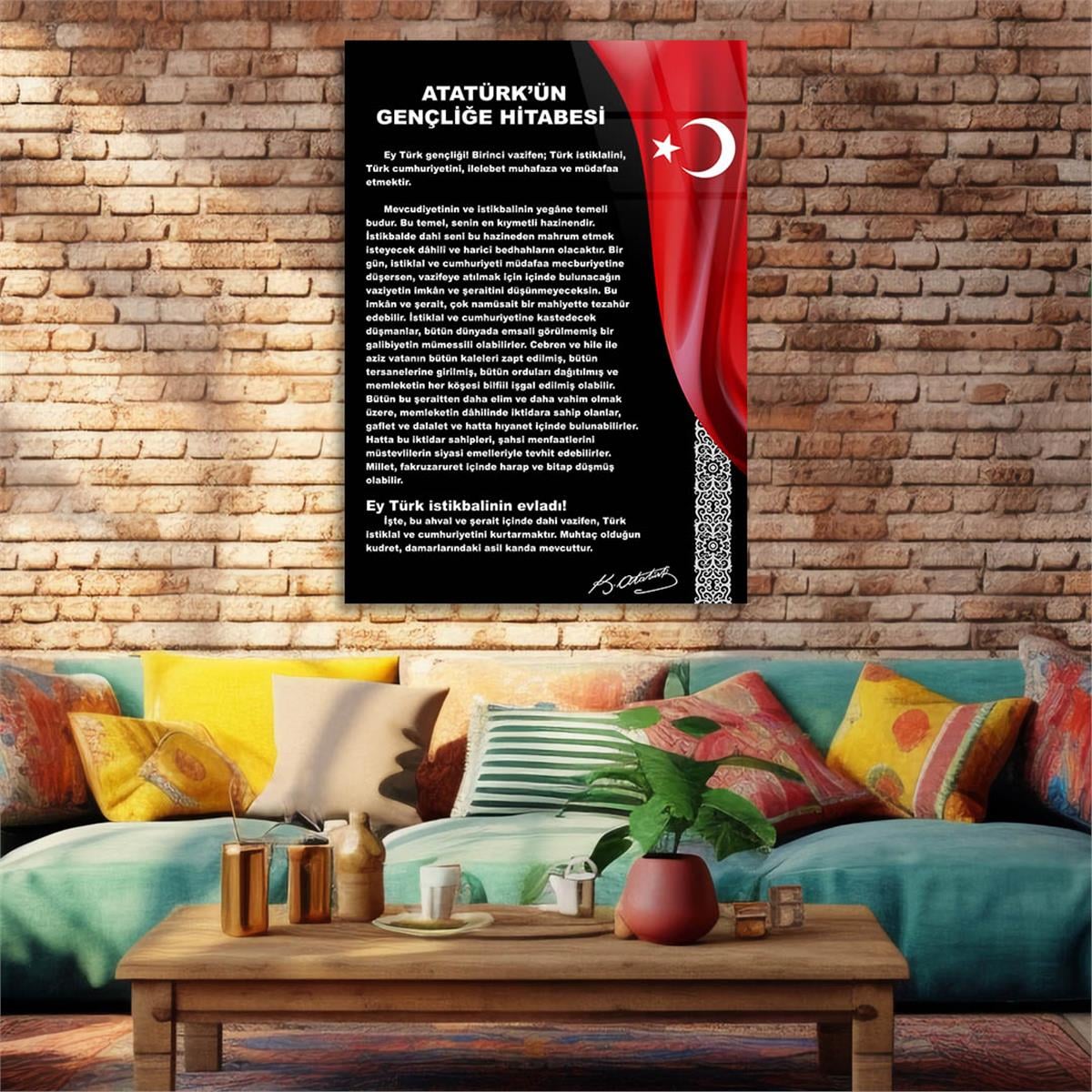Dikey VatanTemalı Cam Tablo 204