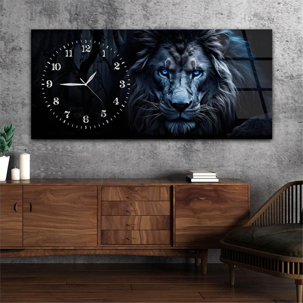 Yatay Saatli Yandan Sanat Temalı Cam Tablo 296