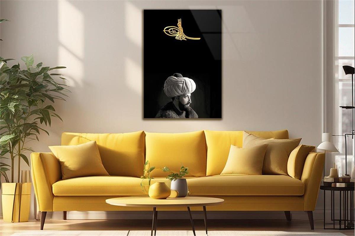 FATİH SULTAN MEHMET HAN Ottoman Tughra Tempered Glass Wall Art 