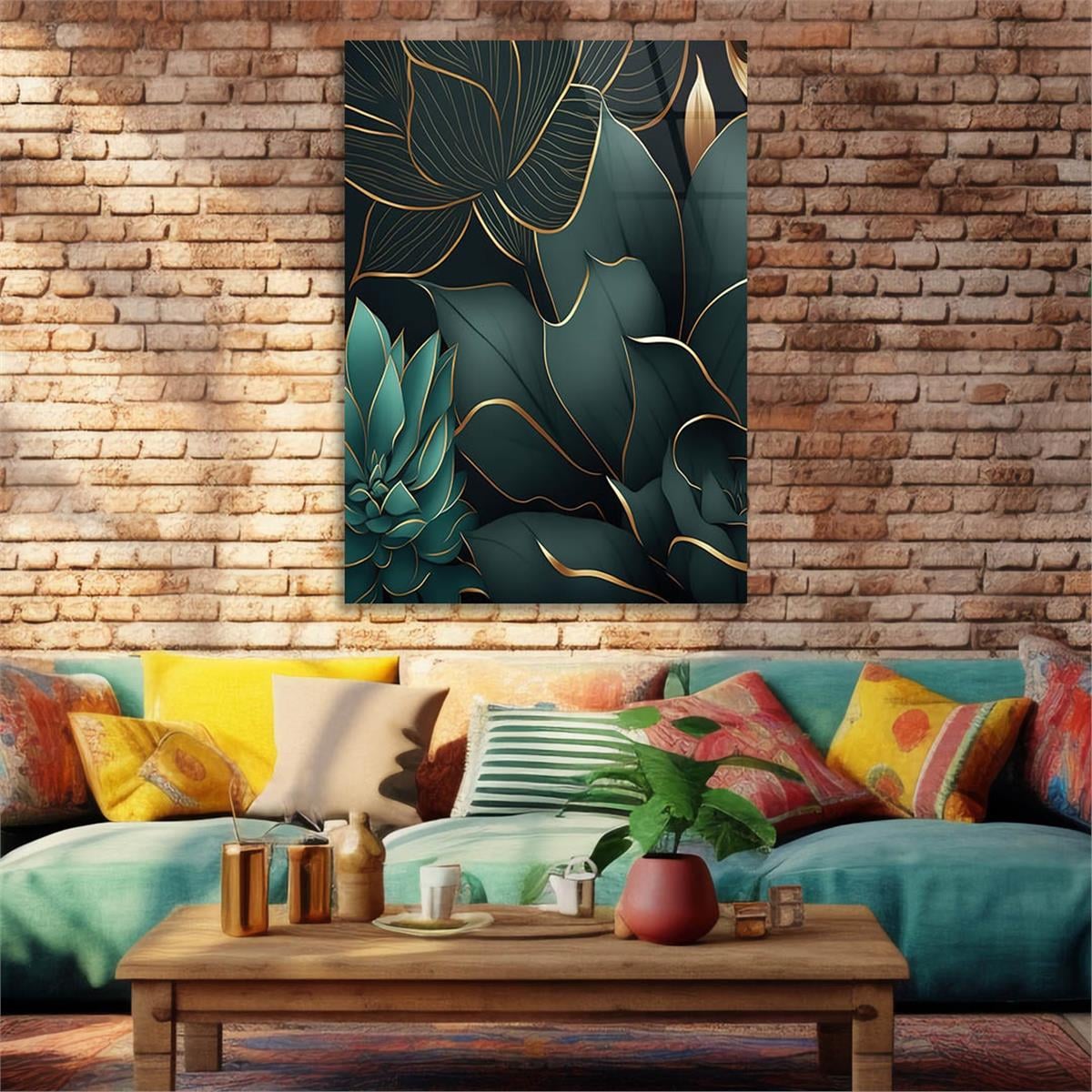 Dikey Sanat Temalı Cam Tablo 577