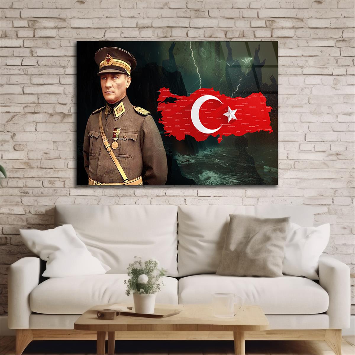 Yatay VatanTemalı Cam Tablo 132