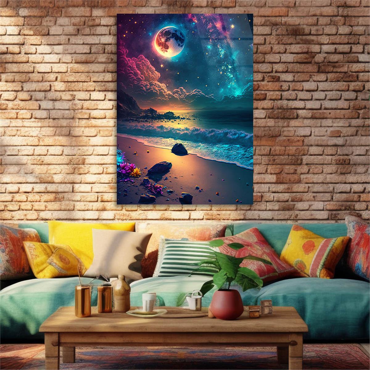 Dikey Sanat Temalı Cam Tablo 569