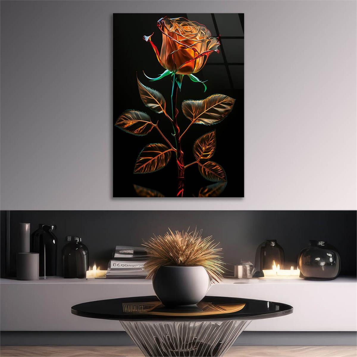 Vertical Tempered Glasss Wall Arts Natured-Themed136