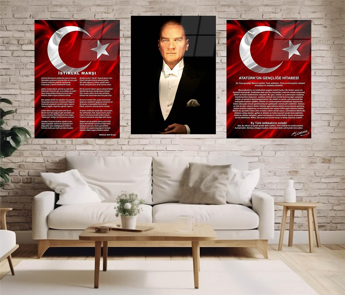  3'lü Set VatanTemalı Cam Tablo 33