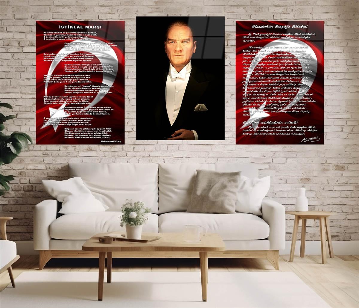  3'lü Set VatanTemalı Cam Tablo 26