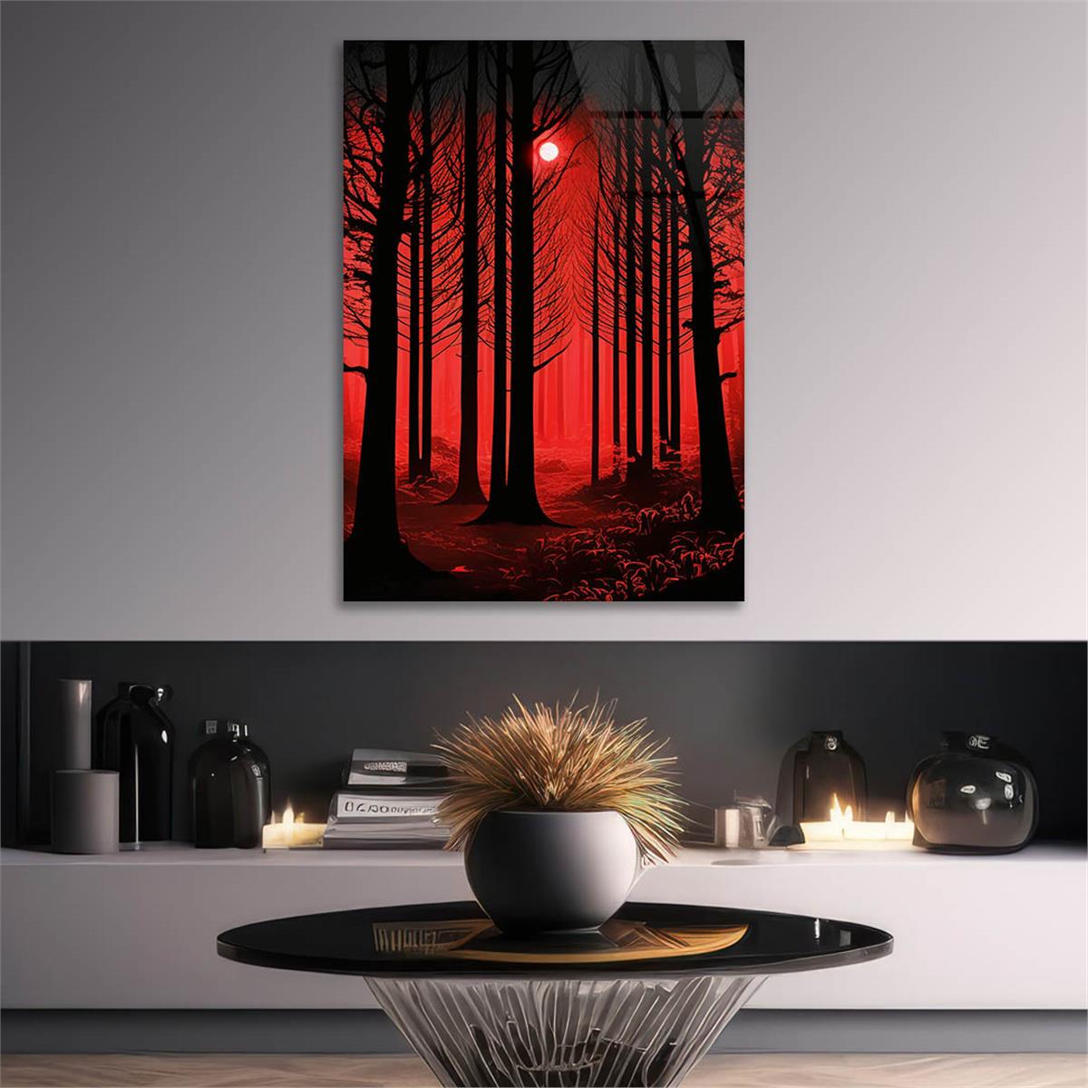 Dikey Doğa Temalı Cam Tablo 254