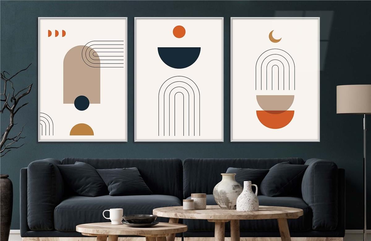 Alüminyum Çerçeveli Sanat Temalı 3'lü Set CAM Tablo 0001