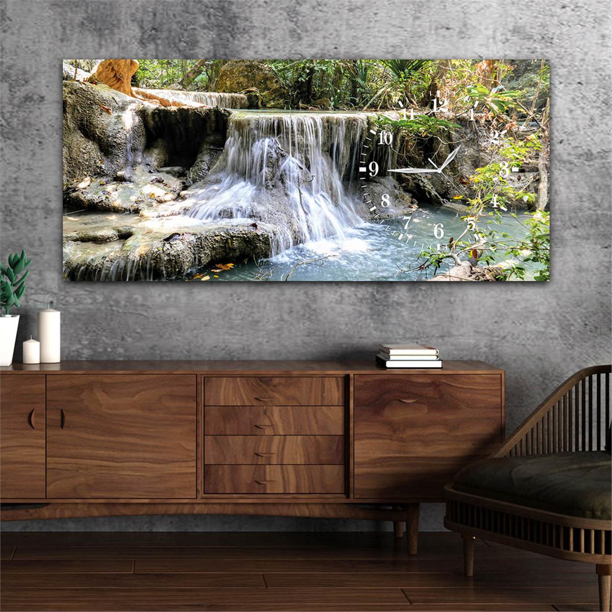 Side-Clock, Art And Nature-Themed Horizontal Glass Wall Painting 035