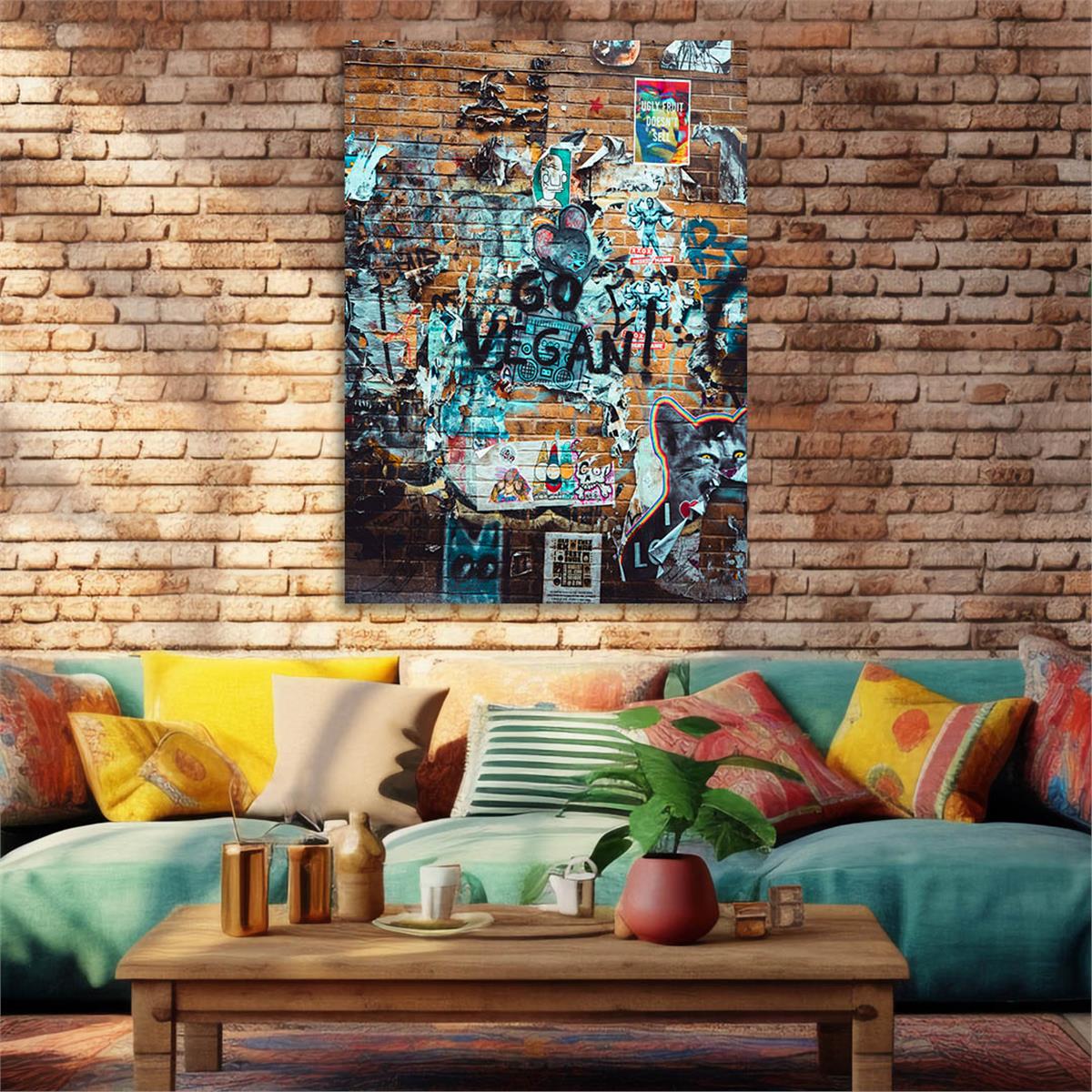 Dikey Sanat Temalı Cam Tablo 550