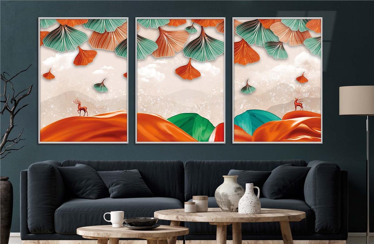 Alüminyum Çerçeveli Sanat Temalı 3'lü Set CAM Tablo 0048