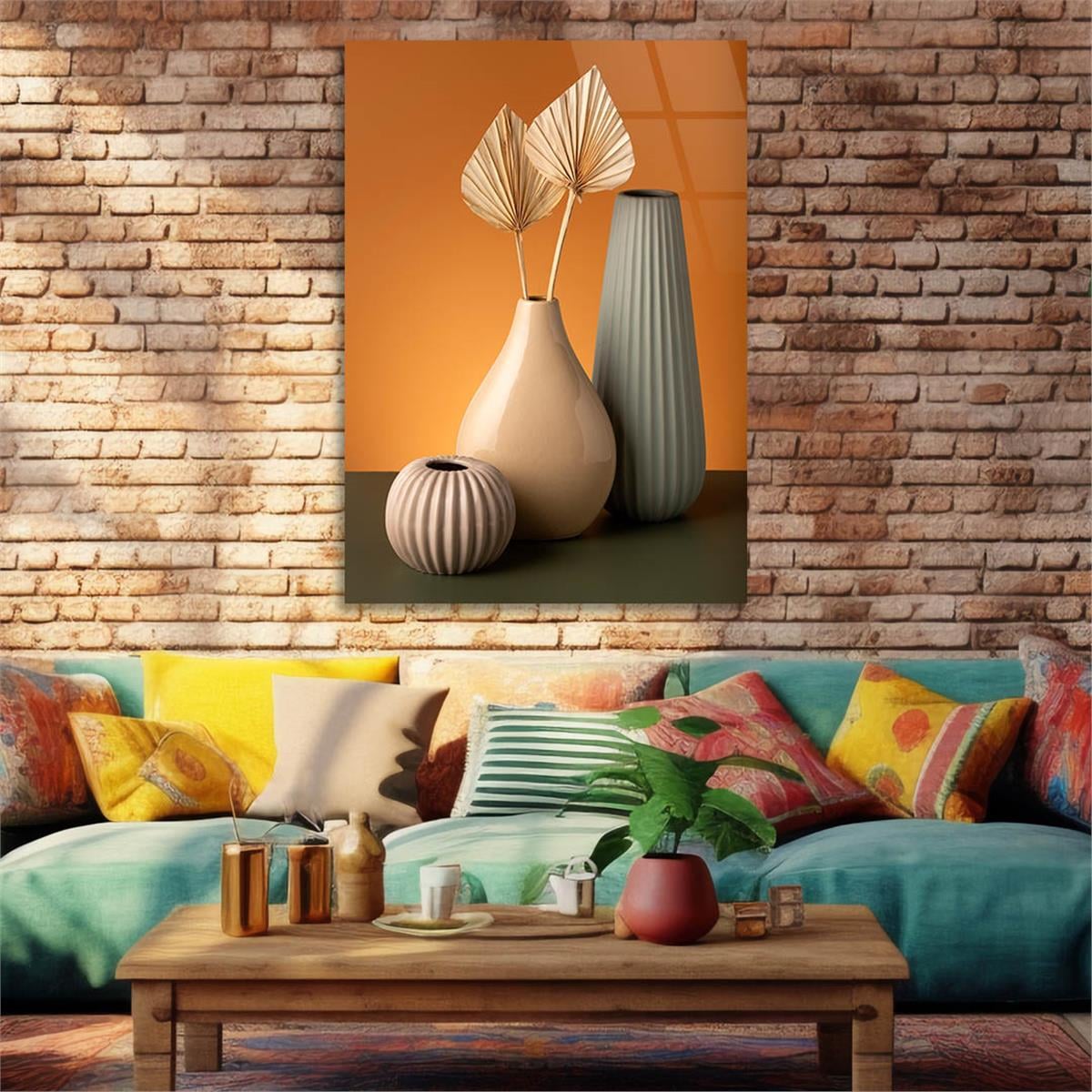 Dikey Sanat Temalı Cam Tablo 342