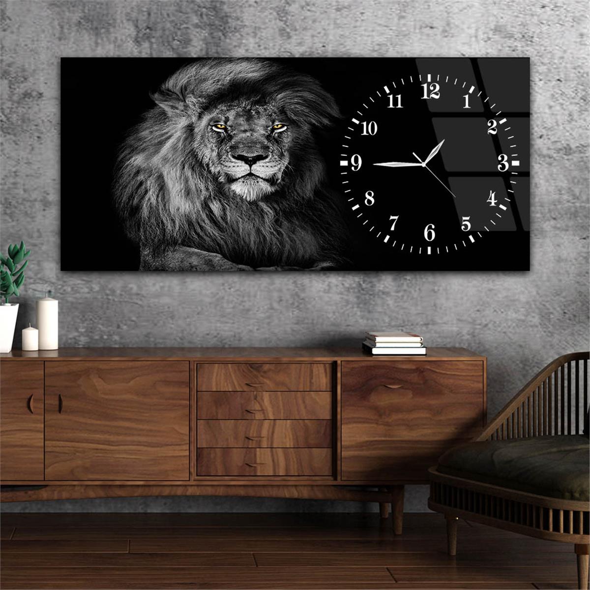 Yatay Saatli Yandan Sanat ve Doğa Temalı Cam Tablo 106