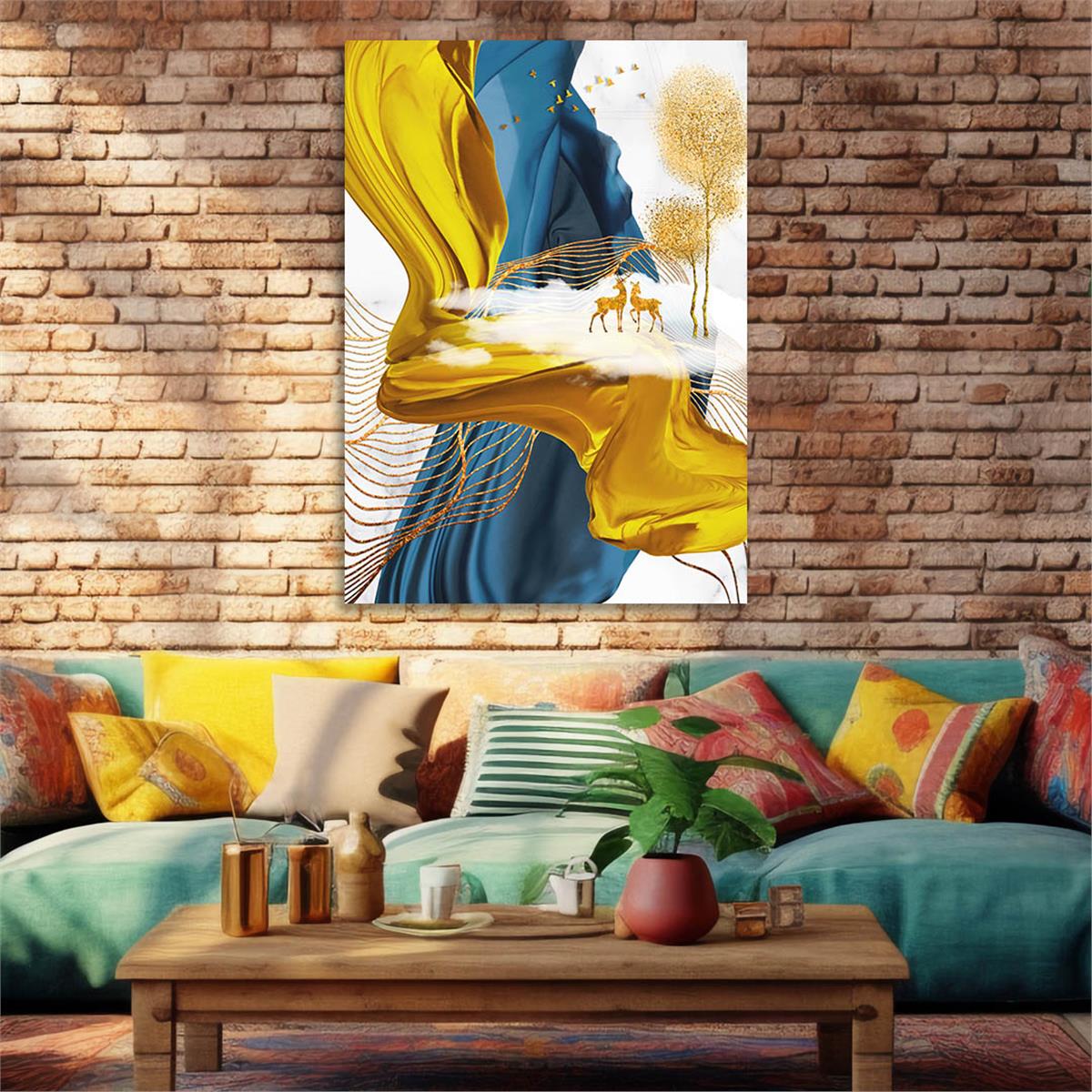 Dikey Sanat Temalı Cam Tablo 300