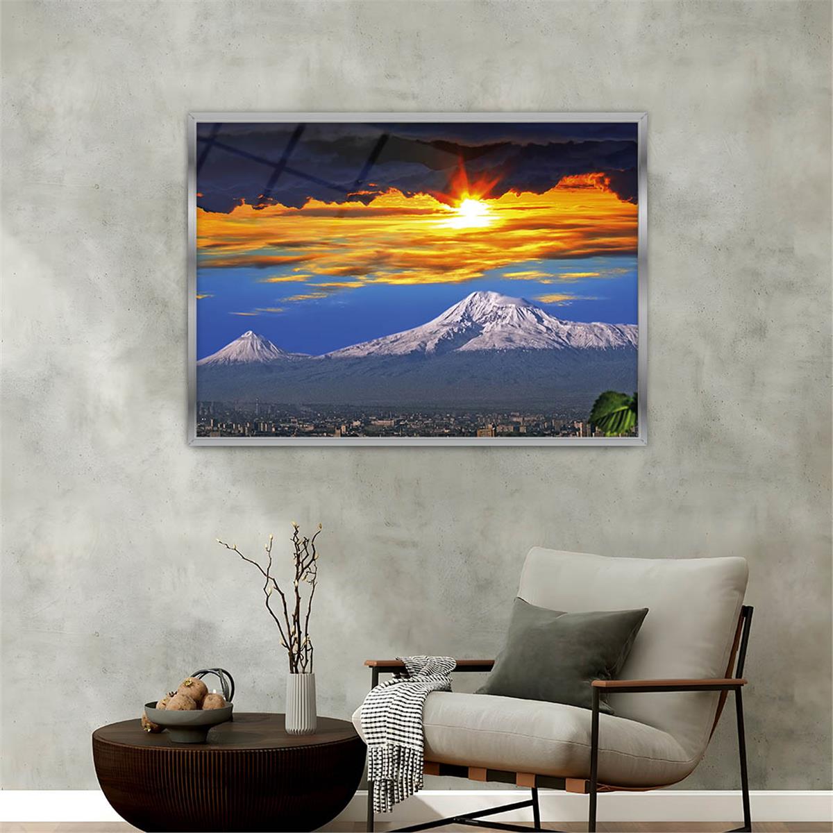 bedrucktes Glas mit Aluminiumrahmen und Natur Themen 