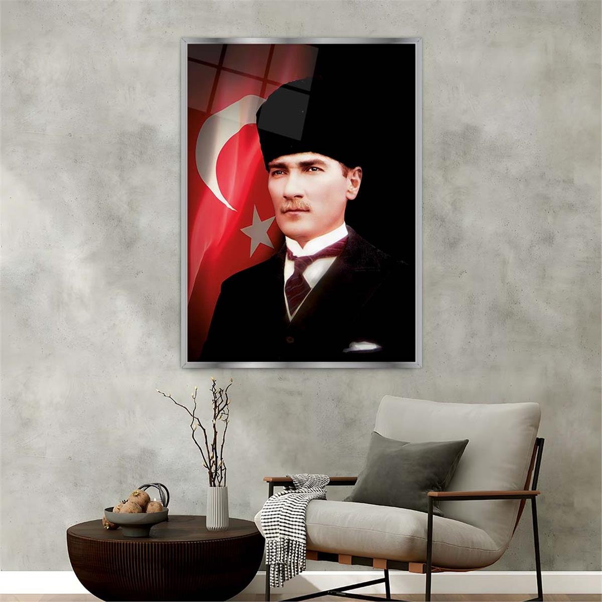 Aluminum-Framed National-Themed Tempered Glass Wall Art 012