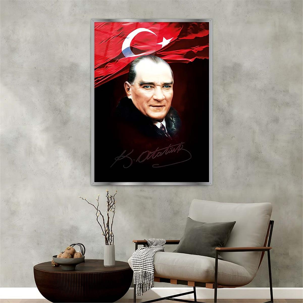Aluminum-Framed National-Themed Tempered Glass Wall Art 090