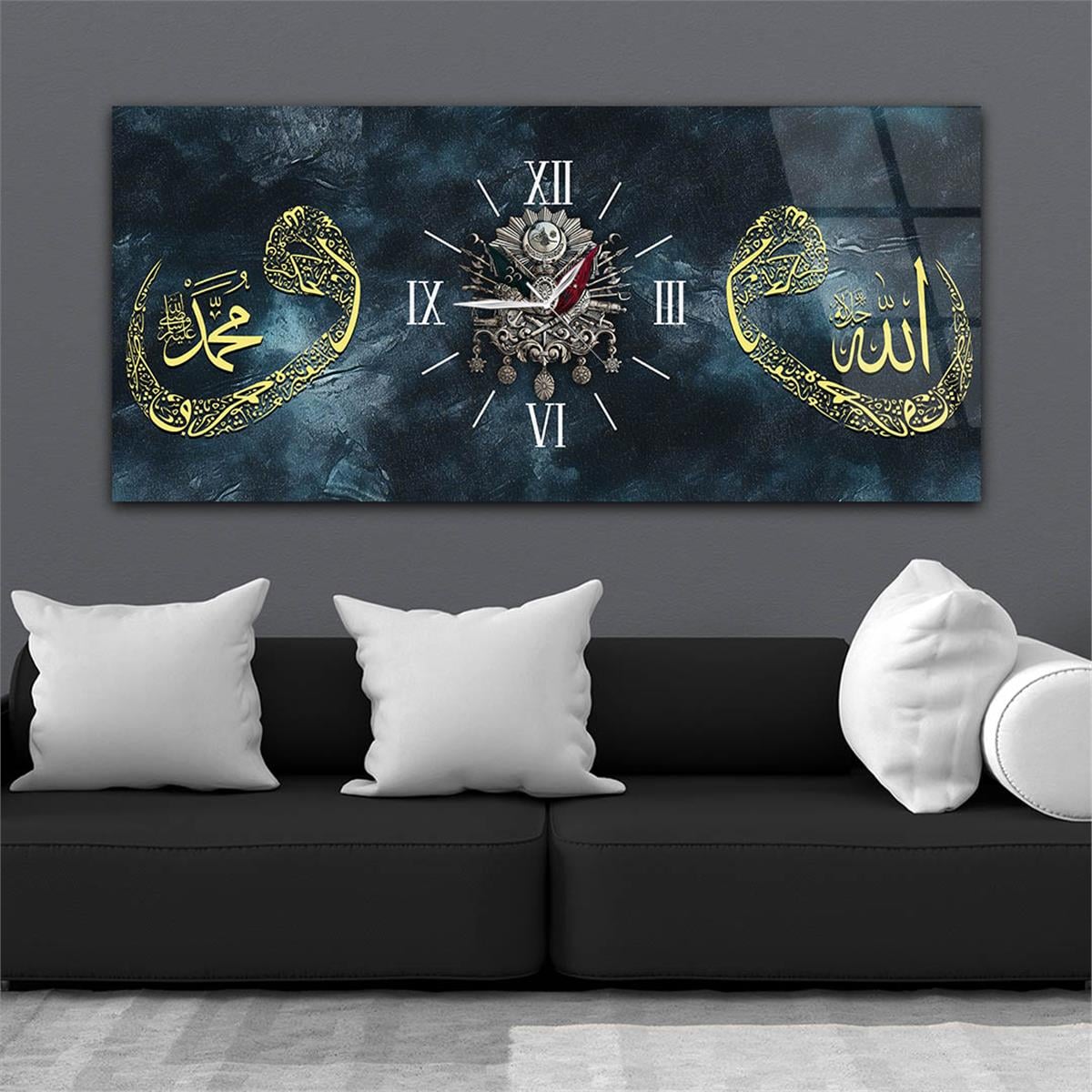 Horizontaal, in Het Midden Voorzien Van Een Klok, Religieus Thema Gehard Glasschilderij 102