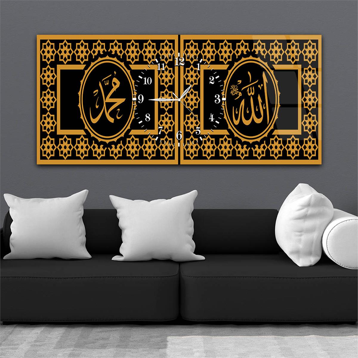 Horizontaal, in Het Midden Voorzien Van Een Klok, Religieus Thema Gehard Glasschilderij 046