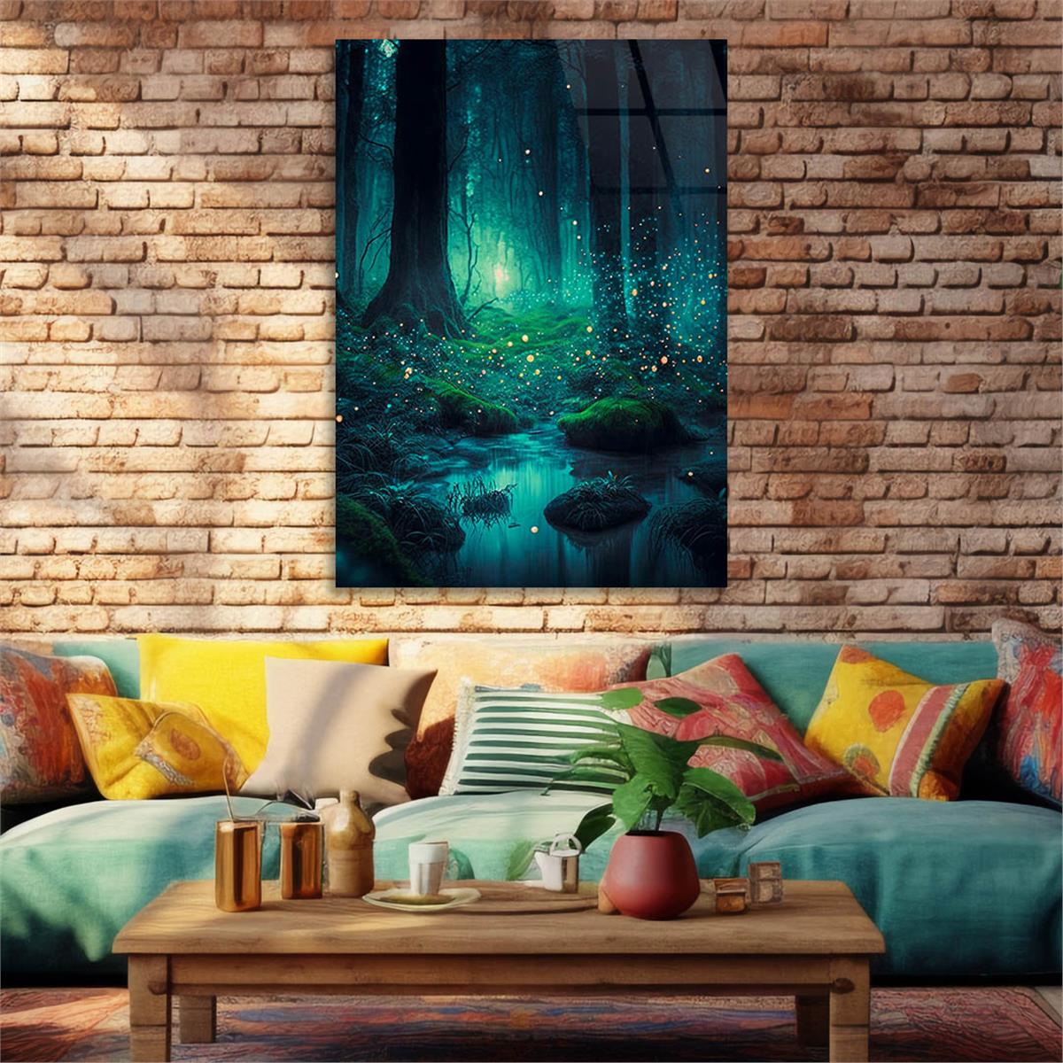 Dikey Sanat Temalı Cam Tablo 520