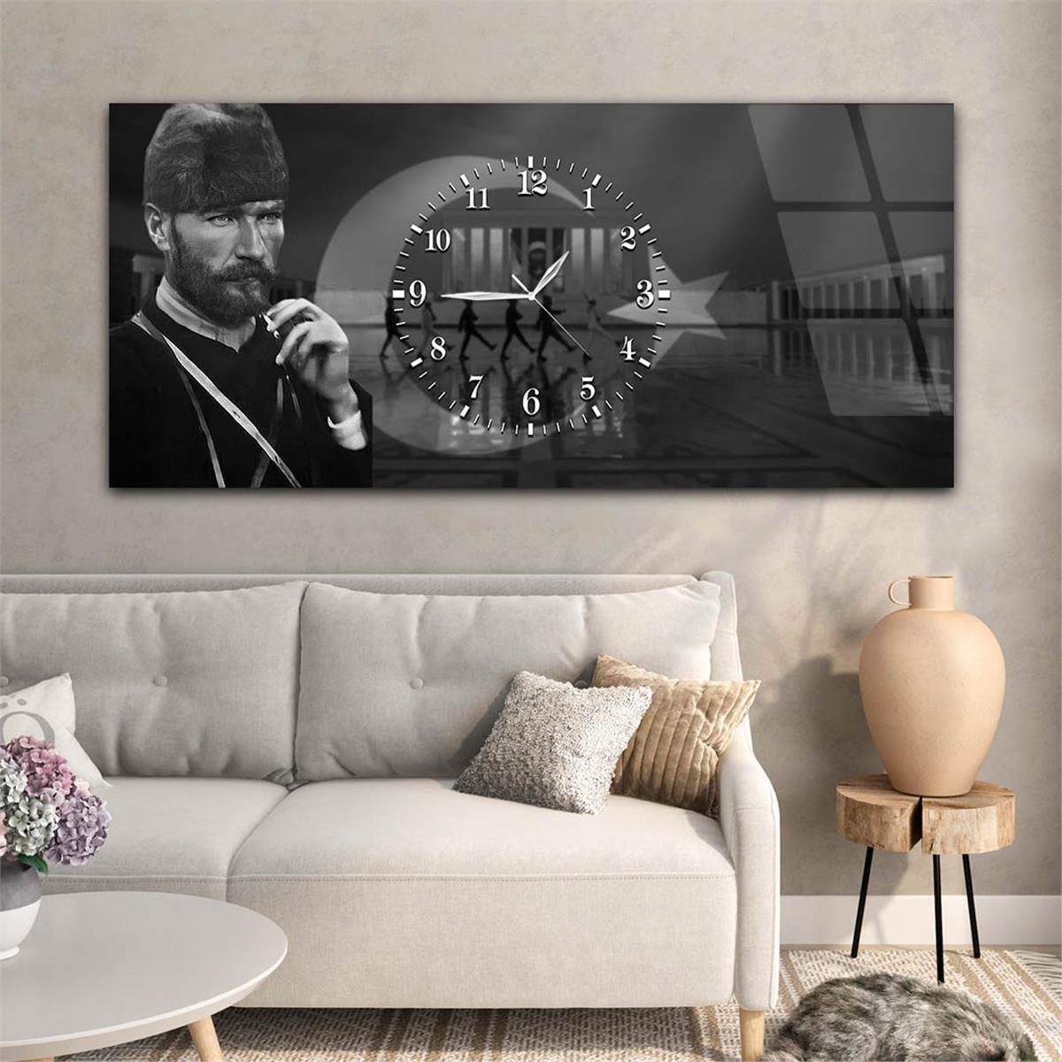 Middle-Clock, Homeland-Themed Horizontal Glass Wall Painting 055