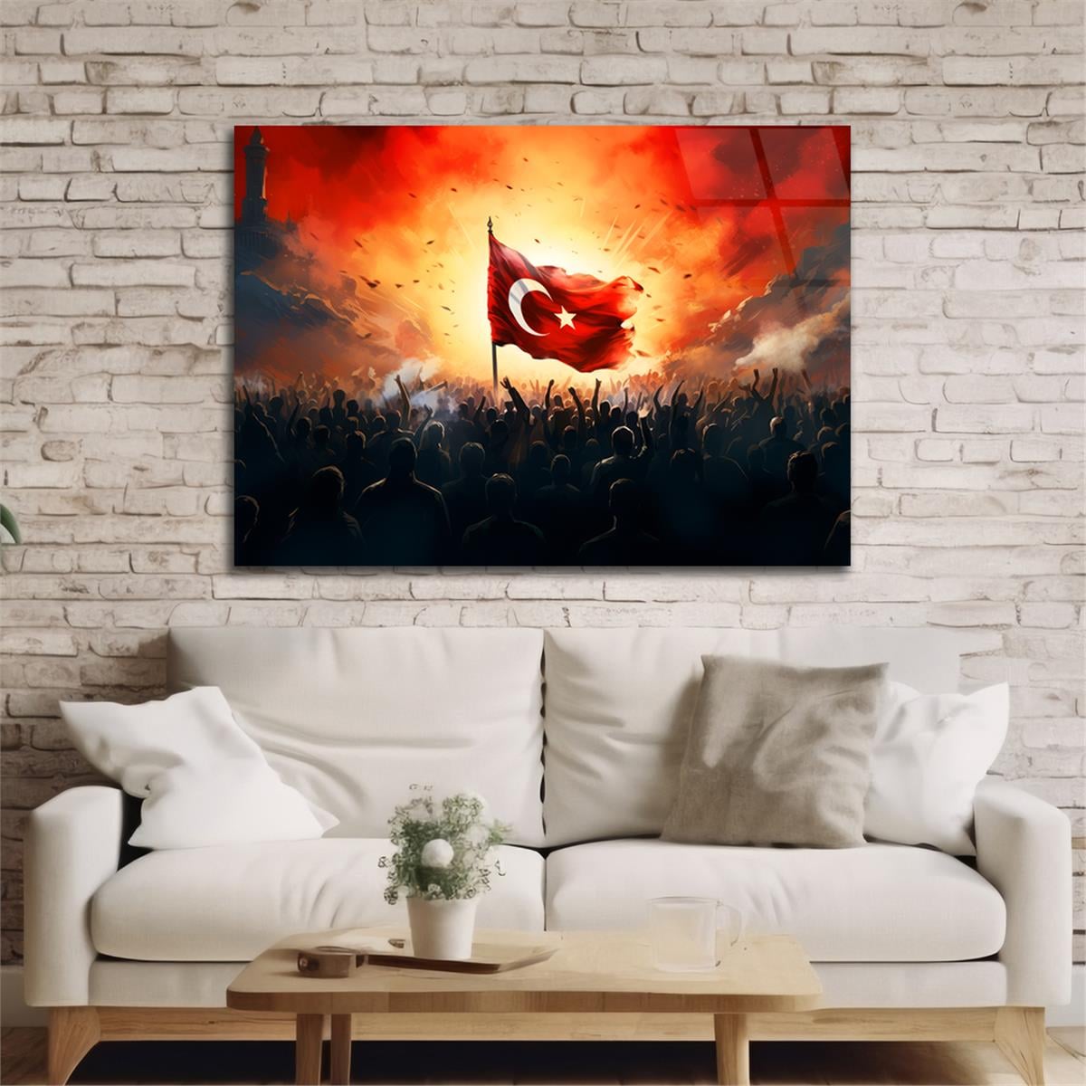 Yatay VatanTemalı Cam Tablo 112