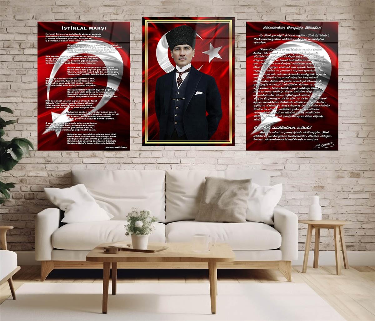  3'lü Set VatanTemalı Cam Tablo 29