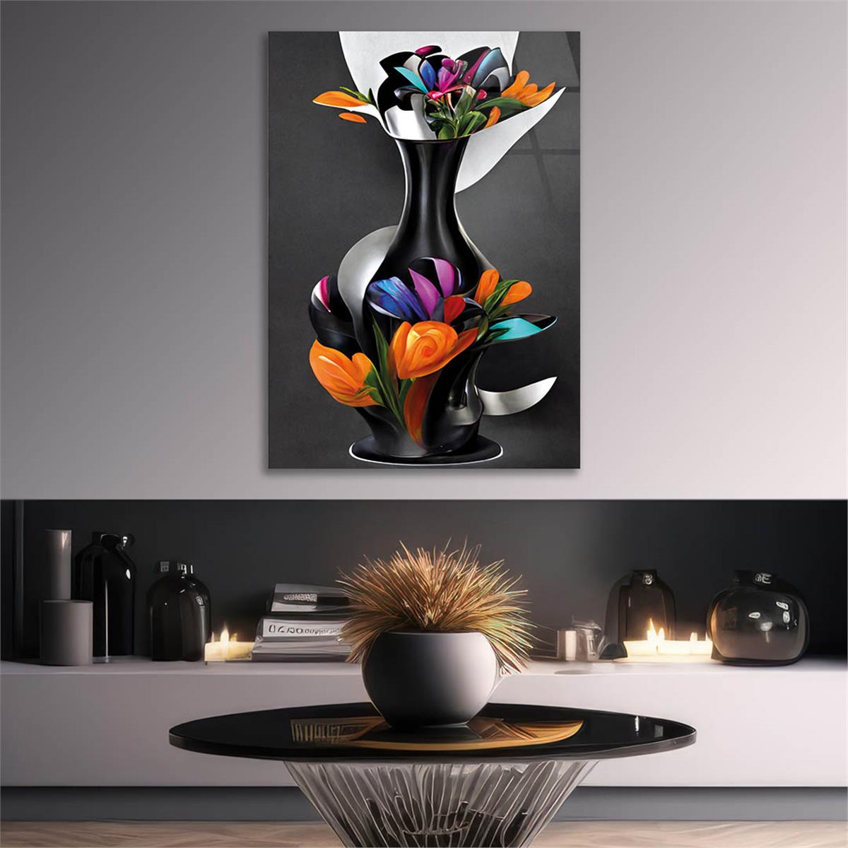 Dikey Doğa Temalı Cam Tablo112