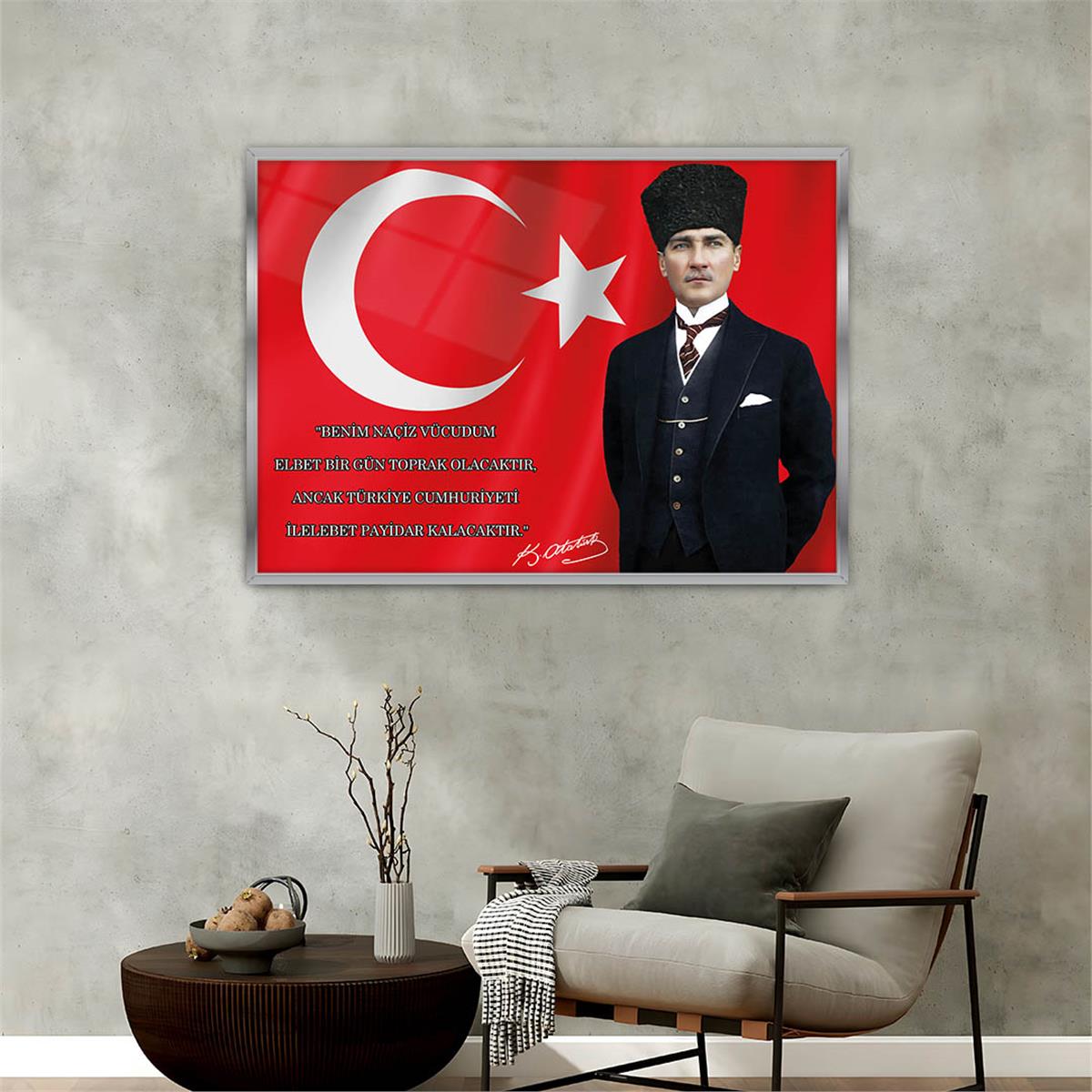 Aluminum-Framed National-Themed Tempered Glass Wall Art 044