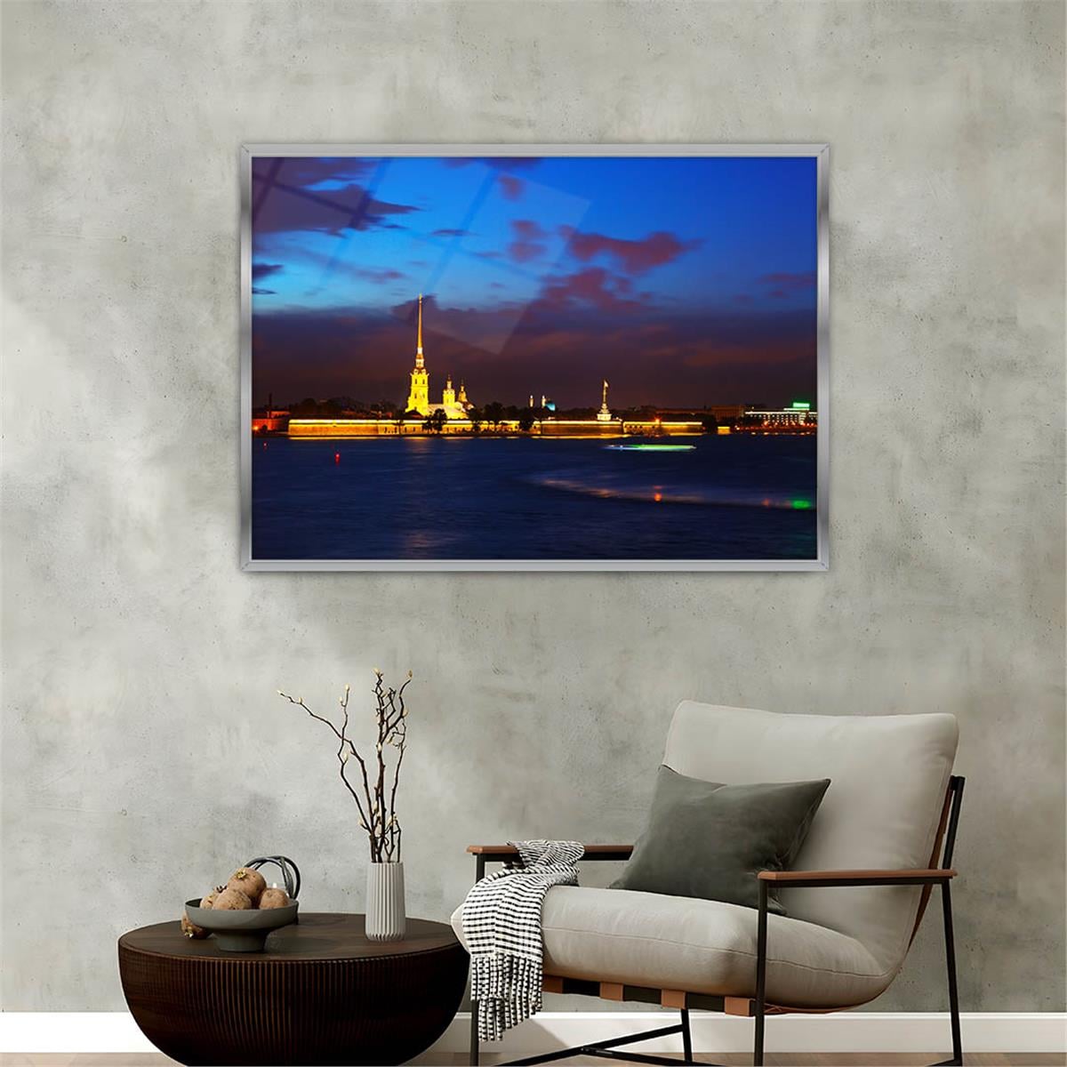 Aluminum-Framed Natured-Themed Tempered Glass Wall Art 014