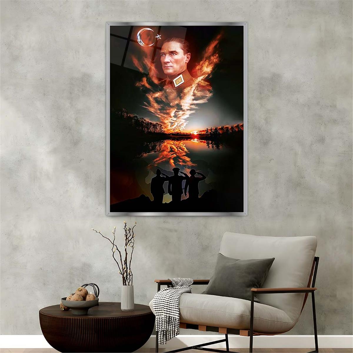 Aluminum-Framed National-Themed Tempered Glass Wall Art 092