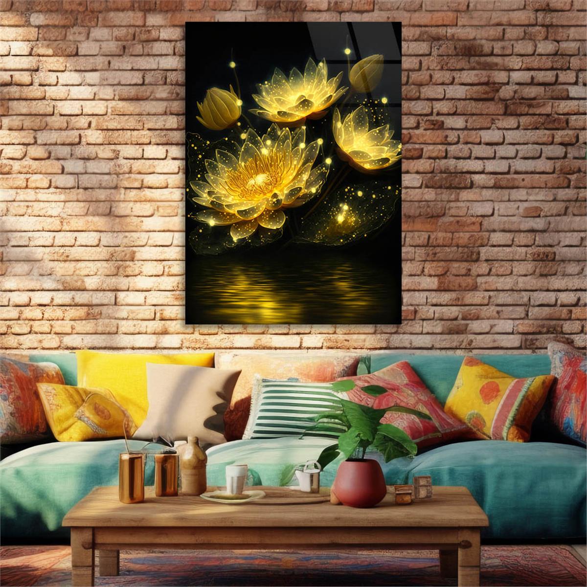 Dikey Sanat Temalı Cam Tablo 483