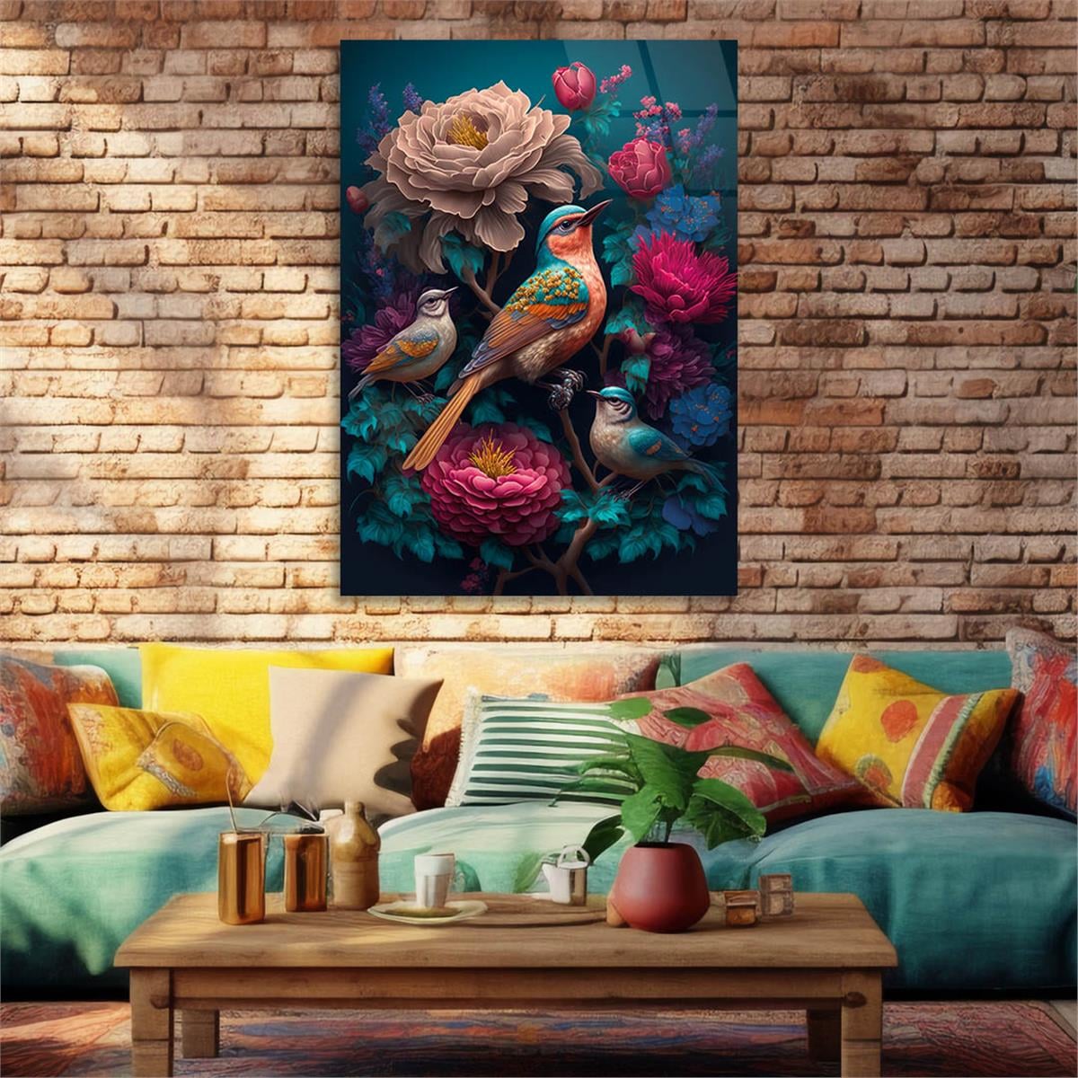 Dikey Sanat Temalı Cam Tablo 349